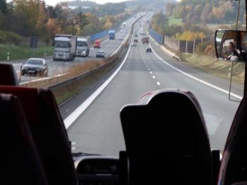 Germany Ridiing in Bus 1009 Going down the highway, listening to American and British tunes on German radio